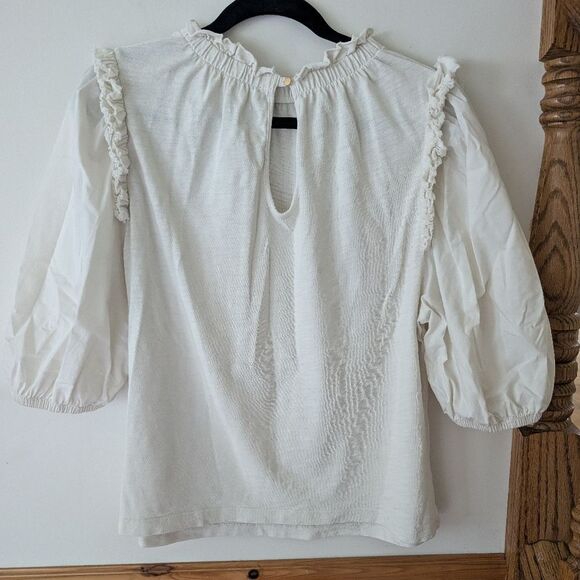 Anthropologie Nation Los Angeles Roya High Neck Cream Blouse Size XL - Picture 5 of 9